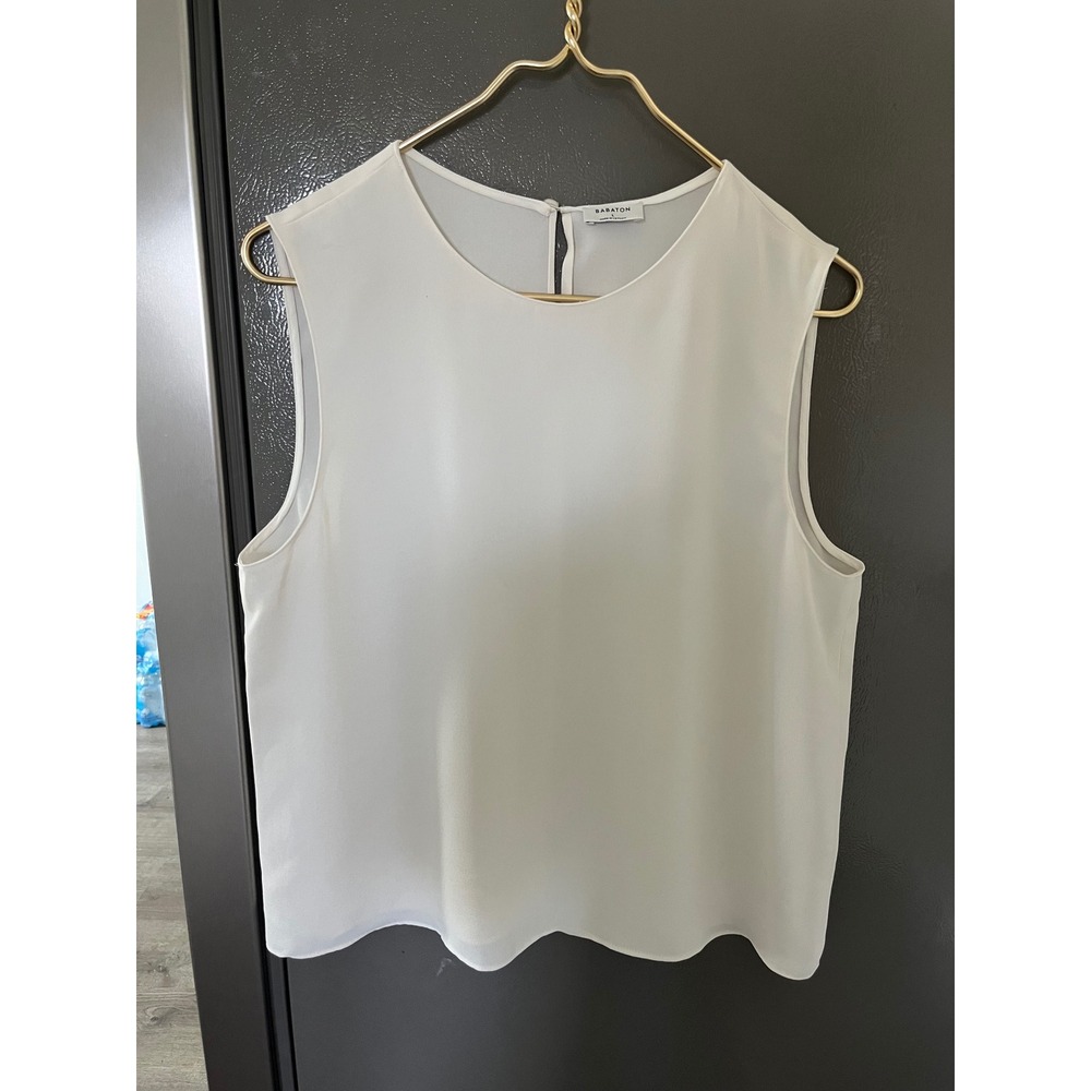Babaton Aritzia White Sleeveless Keyhole Back Blouse Top Large L Minimalist - Picture 4 of 8